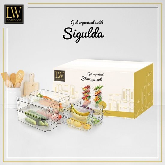 LW collection LW Collection Koelkast bakjes 8 stuks - Voorraadbakken koelkast opbergbak - Koelkast organizer - stapelbaar - opbergbakken voor lades, badkamer en keuken - organiser