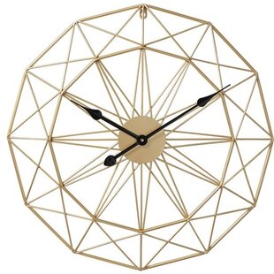 LW Collection Megan 80cm moderne wandklok goud met zwarte wijzers - Grote industriële muurklok metaal - Moderne wandklok stil uurwerk