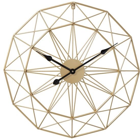 LW collection LW Collection Megan 80cm moderne wandklok goud met zwarte wijzers - Grote industriële muurklok metaal - Moderne wandklok stil uurwerk