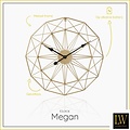LW collection LW Collection Megan 80cm moderne wandklok goud met zwarte wijzers - Grote industriële muurklok metaal - Moderne wandklok stil uurwerk