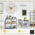 LW collection LW Collection Megan 80cm moderne wandklok goud met zwarte wijzers - Grote industriële muurklok metaal - Moderne wandklok stil uurwerk