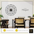 LW collection LW Collection Megan 80cm moderne wandklok zwart met gouden wijzers - Grote industriële muurklok metaal - Moderne wandklok