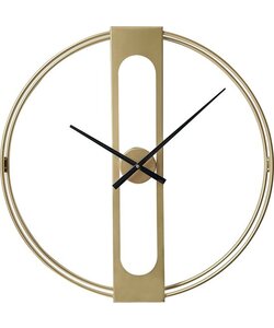 LW Collection moderne gouden wandklok 60cm - Industriële muurklok goud Jayden - Minimalistische wandklok goudkleurig - Grote wandklok stil uurwerk