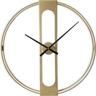 LW Collection moderne gouden wandklok 60cm - Industriële muurklok goud Jayden - Minimalistische wandklok goudkleurig - Grote wandklok stil uurwerk