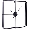 LW collection LW Collection Moderne zwarte Klok 80cm - Grote industriële wandklok - minimalistische vierkante wandklok industrieel