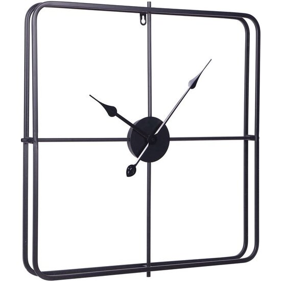 LW collection LW Collection Moderne zwarte Klok 80cm - Grote industriële wandklok - minimalistische vierkante wandklok industrieel