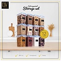 LW collection LW Collection voorraadpotten set van 12 met pen en stickers blauwe deksel - Voorraadpotjes luchtdicht - voorraadbussen - snoep pot - keuken potten - opbergpotten - keukenpotten - food container - luxe - complete set 12 stuks