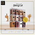 LW collection LW Collection voorraadpotten set van 12 met pen en stickers zwarte deksel - Voorraadpotjes luchtdicht - voorraadbussen - snoep pot - organize potten - keukenpotten - opbergpotten - voorraadbussen - food container - complete set van 12 stuks