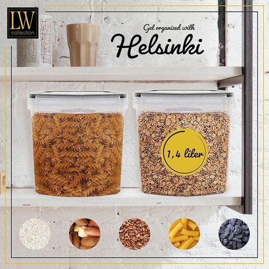 LW collection LW Collection voorraadpotten set van 12 met pen en stickers zwarte deksel - Voorraadpotjes luchtdicht - voorraadbussen - snoep pot - organize potten - keukenpotten - opbergpotten - voorraadbussen - food container - complete set van 12 stuks