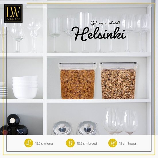 LW collection LW Collection voorraadpotten set van 12 met pen en stickers zwarte deksel - Voorraadpotjes luchtdicht - voorraadbussen - snoep pot - organize potten - keukenpotten - opbergpotten - voorraadbussen - food container - complete set van 12 stuks