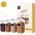 LW collection LW Collection voorraadpotten set van 4 met pen en stickers - Voorraadpotjes luchtdicht - voorraadbussen - snoep pot - organize potten - opbergpotten - keukenpotten - food container - luxe - complete set 4 stuks