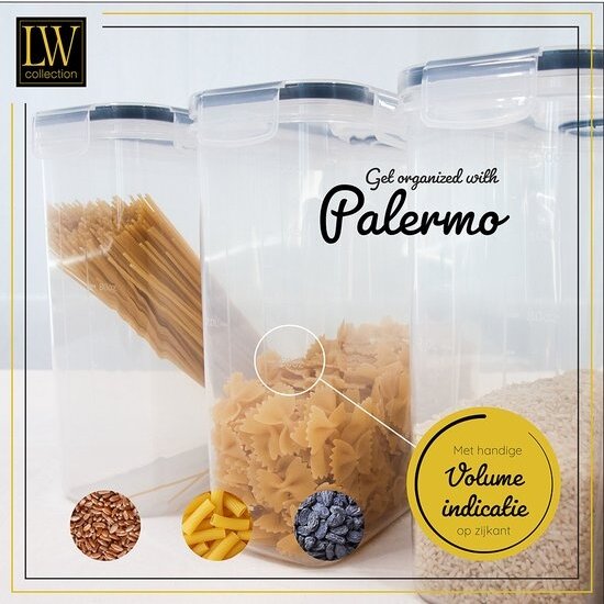 LW collection LW Collection voorraadpotten set van 4 met pen en stickers - Voorraadpotjes luchtdicht - voorraadbussen - snoep pot - organize potten - opbergpotten - keukenpotten - food container - luxe - complete set 4 stuks