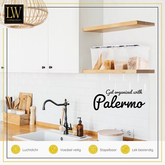 LW collection LW Collection voorraadpotten set van 4 met pen en stickers - Voorraadpotjes luchtdicht - voorraadbussen - snoep pot - organize potten - opbergpotten - keukenpotten - food container - luxe - complete set 4 stuks