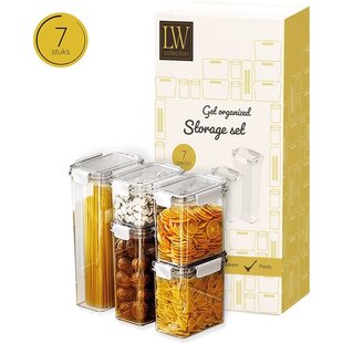 LW Collection voorraadpotten set van 7 met pen en stickers - Voorraadpotjes luchtdicht - voorraadbussen - snoep pot - organize potten - opbergpotten - keukenpotten - food container - luxe opbergpotten - complete set van 7 stuks