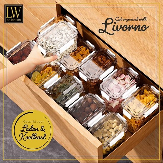 LW collection LW Collection voorraadpotten set van 7 met pen en stickers - Voorraadpotjes luchtdicht - voorraadbussen - snoep pot - organize potten - opbergpotten - keukenpotten - food container - luxe opbergpotten - complete set van 7 stuks