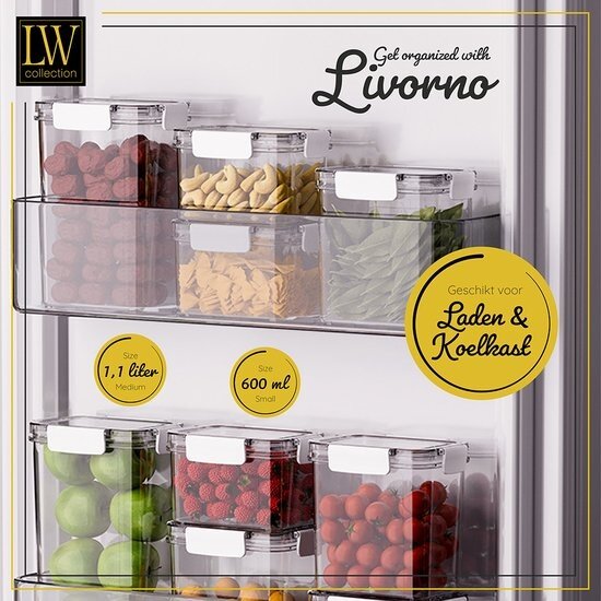LW collection LW Collection voorraadpotten set van 7 met pen en stickers - Voorraadpotjes luchtdicht - voorraadbussen - snoep pot - organize potten - opbergpotten - keukenpotten - food container - luxe opbergpotten - complete set van 7 stuks