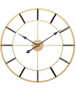 LW Collection Wandklok goud 60cm - Industriële gouden wandklok - Grote moderne wandklok goudkleurig - Stil uurwerk