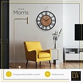 LW collection LW Collection wandklok zilver en zwart hout met glasplaat 60cm - Grote glazen muurklok romeinse cijfers - Industriële Houten klok - Moderne wandklok stil uurwerk
