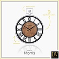LW collection LW Collection wandklok zilver en zwart hout met glasplaat 60cm - Grote glazen muurklok romeinse cijfers - Industriële Houten klok - Moderne wandklok stil uurwerk