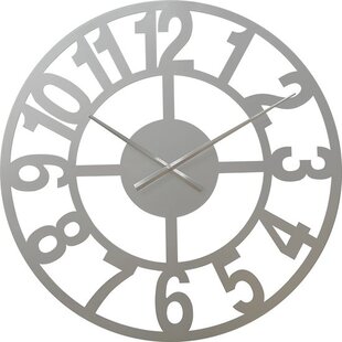 LW Collection wandklok zilver Jannah 60cm - Grote moderne wandklok zilverkleurig industrieel - Industriële muurklok metaal