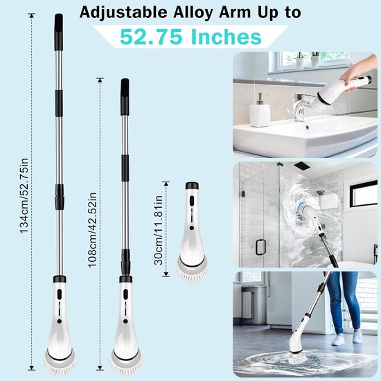 Igoods Igoods Poetsmachine - Schrobborstel - Polijstmachine - Polijstset - Elektrische Schoonmaakborstel - Schrobber - 7 Borstels - 25W - Oplaadbaar - Wit