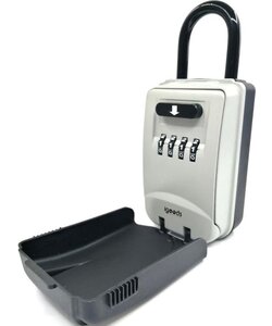 Igoods Sleutelkluis - 4-Cijferige Sleutelkluis - Sleutelkluis met Beugel - Sleutelkluis met Cover - Sleutelkast - Hangslot - Voor Binnen en Buiten - Waterdicht - Weerbestendig