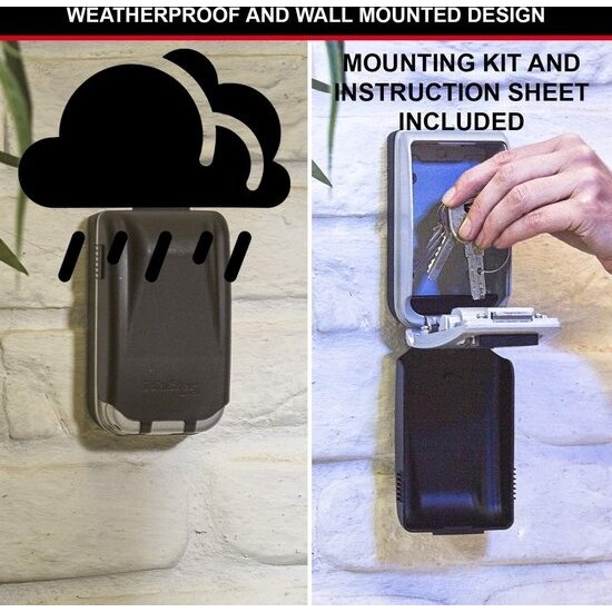 Igoods Igoods Sleutelkluis - 4-Cijferige Sleutelkluis - Sleutelkluis met Beugel - Sleutelkluis met Cover - Sleutelkast - Hangslot - Voor Binnen en Buiten - Waterdicht - Weerbestendig