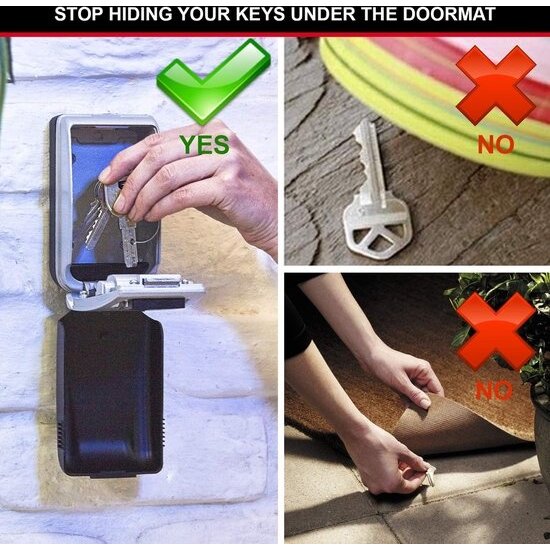 Igoods Igoods Sleutelkluis - 4-Cijferige Sleutelkluis - Sleutelkluis met Beugel - Sleutelkluis met Cover - Sleutelkast - Hangslot - Voor Binnen en Buiten - Waterdicht - Weerbestendig