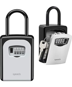 Igoods Sleutelkluis - 4-Cijferige Sleutelkluis - Sleutelkluis met Beugel - Sleutelkast - Hangslot - Voor Binnen en Buiten - Waterdicht - Weerbestendig