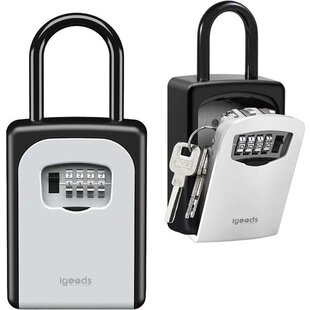 Igoods Sleutelkluis - 4-Cijferige Sleutelkluis - Sleutelkluis met Beugel - Sleutelkast - Hangslot - Voor Binnen en Buiten - Waterdicht - Weerbestendig
