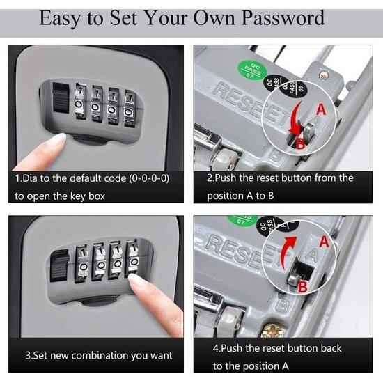 Igoods Igoods Sleutelkluis - 4-Cijferige Sleutelkluis - Sleutelkluis met Beugel - Sleutelkast - Hangslot - Voor Binnen en Buiten - Waterdicht - Weerbestendig