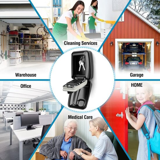 Igoods Igoods Sleutelkast - Sleutelkluis Met Code Voor Binnen en Buiten - RVS Waterdicht