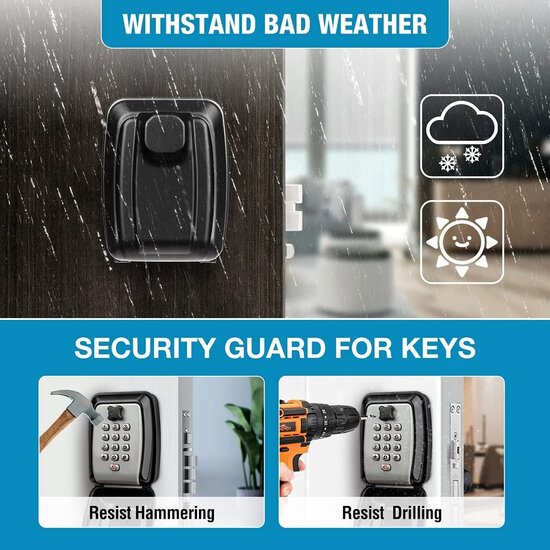 Igoods Igoods Sleutelkast - Sleutelkluis Met Code Voor Binnen en Buiten - RVS Waterdicht