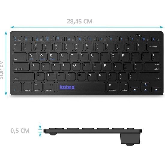 Imtex Imtex Toetsenbord Draadloos - Bluetooth Keyboard - QWERTY NL Toetsenbord Zwart