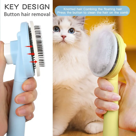 Igoods Igoods Dierenborstel - Hondenborstel - Kattenborstel - Kattenkam – Hondenvachtborstel - Ontpluizer - Zelfreinigende Borstel - Grooming Borstel voor Honden en Katten - Dunne naalden - Blauw