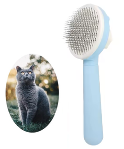 Igoods Dierenborstel - Hondenborstel - Kattenborstel - Kattenkam – Hondenvachtborstel - Ontpluizer - Zelfreinigende Borstel - Grooming Borstel voor Honden en Katten - Dunne naalden - Blauw