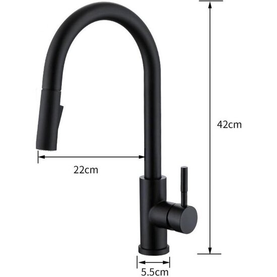 Igoods Igoods Keukenkraan - Keukenkraan met Uittrekbare Uitloop - Handdouche - 360° Draaibaar - RVS - Zwart