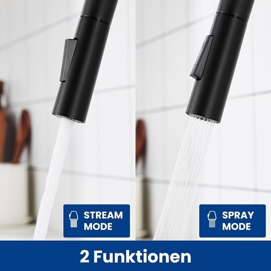 Igoods Igoods Keukenkraan - Keukenkraan met Uittrekbare Uitloop - Handdouche - 360° Draaibaar - RVS - Zwart