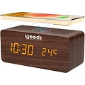 Igoods Igoods Digitale Wekker - Houten Design - Weerstation - Met Ingebouwde Oplader