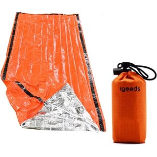 Igoods Aluminium Slaapzak - Slaapmat - Kampeer Slaapzak Lichtgewicht - Survival Slaapzak - Anti fries - Met Noodfluit - Oranje