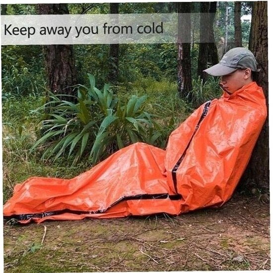 Igoods Igoods Aluminium Slaapzak - Slaapmat - Kampeer Slaapzak Lichtgewicht - Survival Slaapzak - Anti fries - Met Noodfluit - Oranje