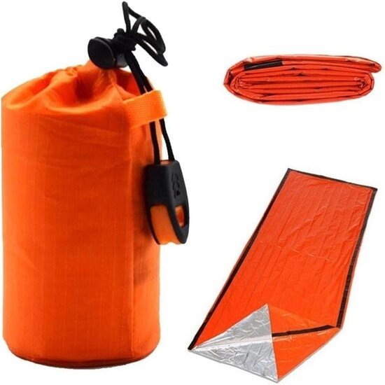 Igoods Igoods Aluminium Slaapzak - Slaapmat - Kampeer Slaapzak Lichtgewicht - Survival Slaapzak - Anti fries - Met Noodfluit - Oranje