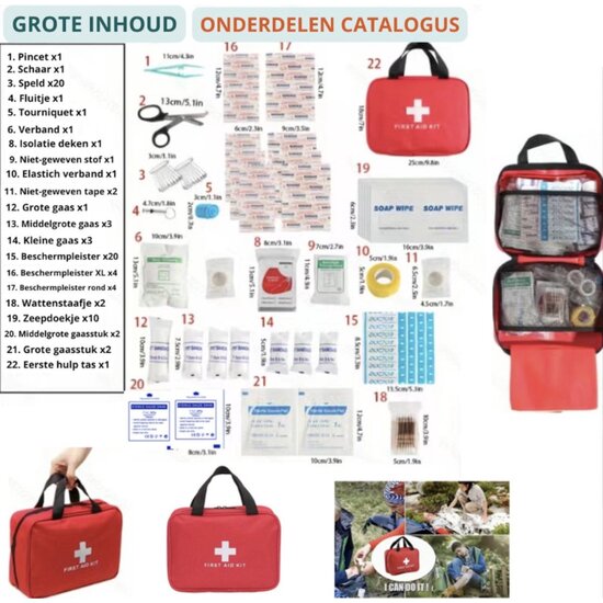Igoods Igoods EHBO Kit - Eerste Hulp - Noodpakker - First Aid Kit - EHBO Tas - Verband - Pleisters & Meer - 184-Delig
