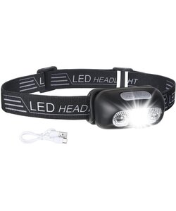 Igoods Hoofdlamp - Mini-hoofdlamp - Oplaadbaar - Verstelbaar - Inclusief Oplader - Kantelbaar - Verschillende Standen - 3 LED