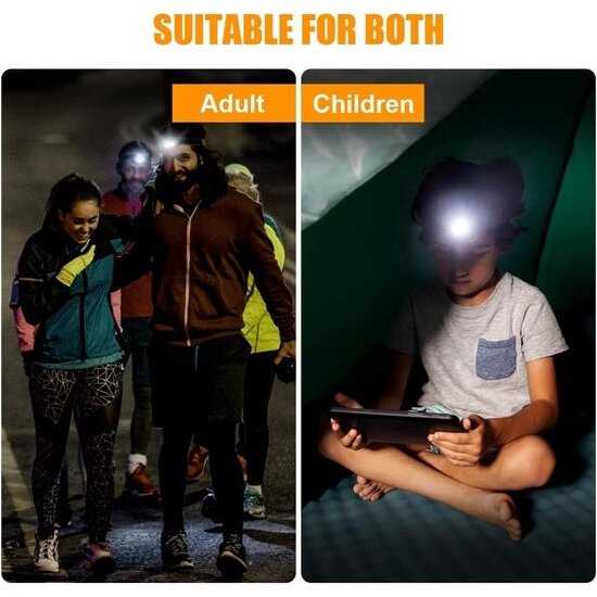 Igoods Igoods Hoofdlamp - Mini-hoofdlamp - Oplaadbaar - Verstelbaar - Inclusief Oplader - Kantelbaar - Verschillende Standen - 3 LED