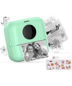 Igoods Mini Printer - Pocket Printer - Draagbare Printer - Bluetooth Printer - Fotoprinter - Draadloos - Oplaadbaar - Groen