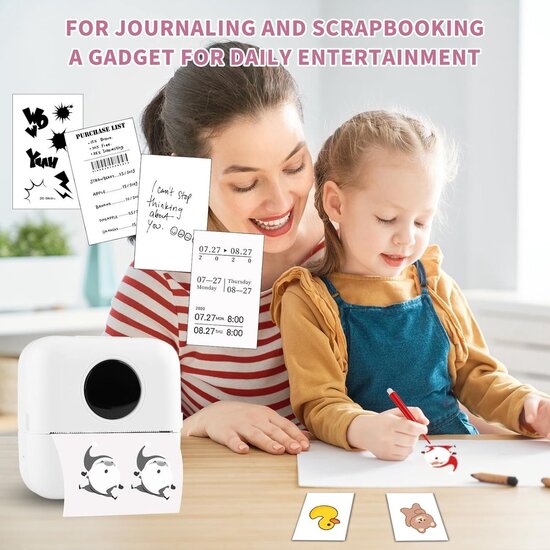 Igoods Igoods Mini Printer - Pocket Printer - Draagbare Printer - Bluetooth Printer - Fotoprinter - Draadloos - Oplaadbaar - Wit