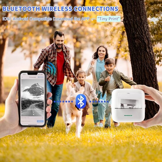 Igoods Igoods Mini Printer - Pocket Printer - Draagbare Printer - Bluetooth Printer - Fotoprinter - Draadloos - Oplaadbaar - Wit