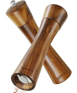 Igoods Peper- en Zoutmolen Set - Pepermolen Hout - Zoutmolen Hout - Peper- en Zoutmolen - Kruidenmaler - 2 Stuks - Donkerbruin - 20cm