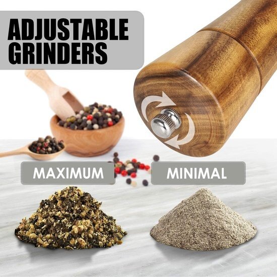 Igoods Igoods Peper- en Zoutmolen Set - Pepermolen Hout - Zoutmolen Hout - Peper- en Zoutmolen - Kruidenmaler - 2 Stuks - Donkerbruin - 20cm